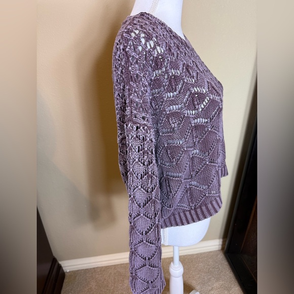 Full tilt extra large women’s purple knit sweater 100% cotton cropped - Picture 5 of 11